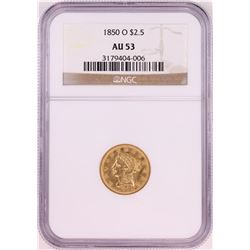 1850-O $2 1/2 Liberty Head Quarter Eagle Gold Coin NGC AU53
