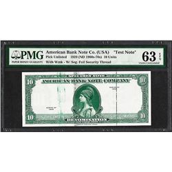 1929 10 Unit American Bank Note Co. "Test Note" PMG Choice Uncirculated 63EPQ