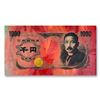 Image 1 : Steve Kaufman (1960-2010) "Japan 1000 Yen" Limited Edition Silkscreen on Canvas