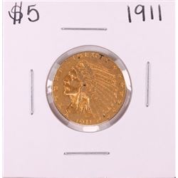 1911 $5 Indian Head Half Eagle Gold Coin