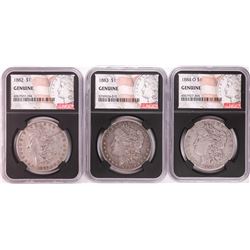 Lot of 1882, 1883, & 1884-O $1 Morgan Silver Dollar Coins NGC Genuine
