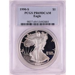 1990-S $1 Proof American Silver Eagle Coin PCGS PR69DCAM