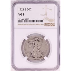 1921-S Walking Liberty Half Dollar Coin NGC VG8