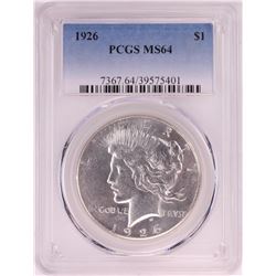 1926 $1 Peace Silver Dollar Coin PCGS MS64