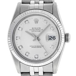 Rolex Men's Stainless Silver Diamond 36MM Datejust Wristwatch