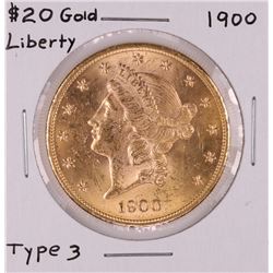 1900 Type 3 $20 Liberty Head Double Eagle Gold Coin