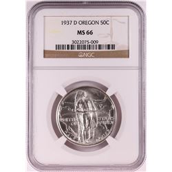 1937-D Oregon Trail Memorial Commemorative Half Dollar Coin NGC MS66