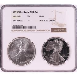 1993 $1 American Silver Eagle Coin Set NGC MS69/PF69 Ultra Cameo