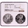 Image 1 : 1993 $1 American Silver Eagle Coin Set NGC MS69/PF69 Ultra Cameo