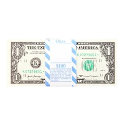 Pack of (100) Consecutive 2017 $1 Federal Reserve STAR Notes Dallas