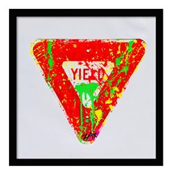 E.M Zax "Yield" Original Hand Painted Metal Street Sign