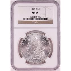 1884 $1 Morgan Silver Dollar Coin NGC MS65