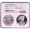 Image 1 : 1999 $1 American Silver Eagle Coin Set NGC MS69/PF69 Ultra Cameo