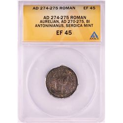 AD 274-275 Ancient Roman Aurelian Bi Antoninianus Serdica Mint Coin ANACS EF45