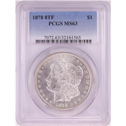 1878 8TF $1 Morgan Silver Dollar Coin PCGS MS63