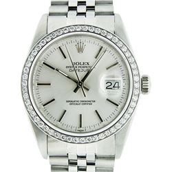 Rolex Men's Stainless Steel Silver Index 36MM Diamond Datejust Wristwatch