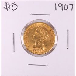 1907 $5 Liberty Head Half Eagle Gold Coin