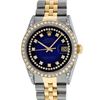 Image 2 : Rolex Men's Two Tone Steel & Gold Blue Vignette String Diamond Datejust Wristwatch