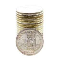 Roll of (20) Brilliant Uncirculated 1958-1962 Canadian Silver Dollar Coins