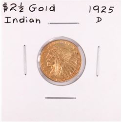 1925-D $2 1/2 Indian Head Quarter Eagle Gold Coin