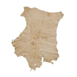 Ace Powell. Illustrated letter on deer skin.