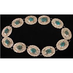 William Singer Silver and Turquoise Concho Belt.