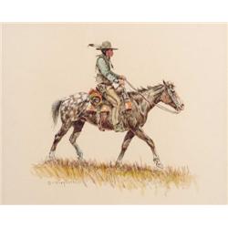 Olaf Wieghorst. Watercolor.