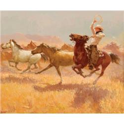 Olaf Wieghorst. Oil on Canvas.