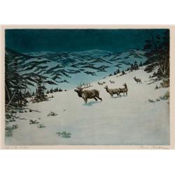 Hans Kleiber. Hand Colored Etching.