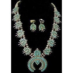 Navajo Turquoise & Silver Necklace and Earrings