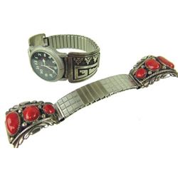 Two Navajo Watchbands - T. Singer & R. Leekity
