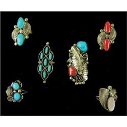 Group of 6 Navajo Rings