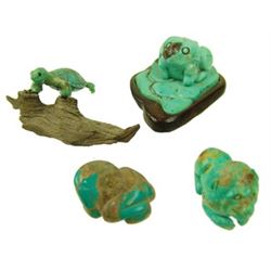 4 Carved Turquoise Figures
