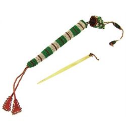 Crow Beaded Awl Case with Bone Awl