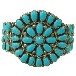 Navajo Turquoise & Silver Cluster Bracelet