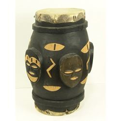 African Carved Wooden Drum