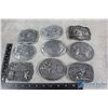 Image 1 : 1996, (2)1998, 2000, 2004, 2013, 2014, 2016, 2017 Large Rodeo Belt Buckles - BID PRICE x9