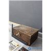 Image 8 : Vintage Wooden Box, Wind-Up Coin Bank & CDs