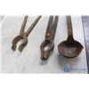 Image 2 : (2) Blacksmiths Tongs & Ladle