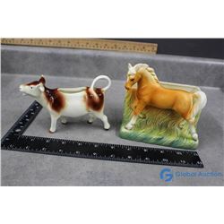 Horse Planter & Made in Western Germany Cow Creamer