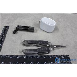 Small Sony Bluetooth Speaker, Multi Tool, Flashlight