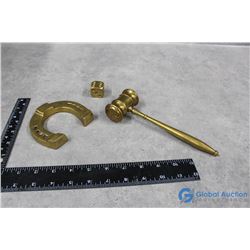 Brass Gavel, Dice and Horse Shoe