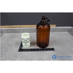 James Keiler & Sons Dundee Orange Marmalade Milk Glass Jar & Vintage Javex Brown Glass Jug