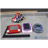 Image 1 : Mario Cart (Missing Parts), LeapPad 2 (Working, No Cartridge), IQuest w/Math Game (Working) & Etch A