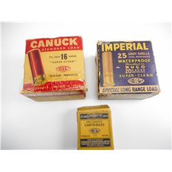 ASSORTED LOT INCLUDING .22 LR DOMINION AMMO, SHOT SHELLS, 20 GA, 16 GA, 12 GA,  IMPERIAL,CANUCK, IN 