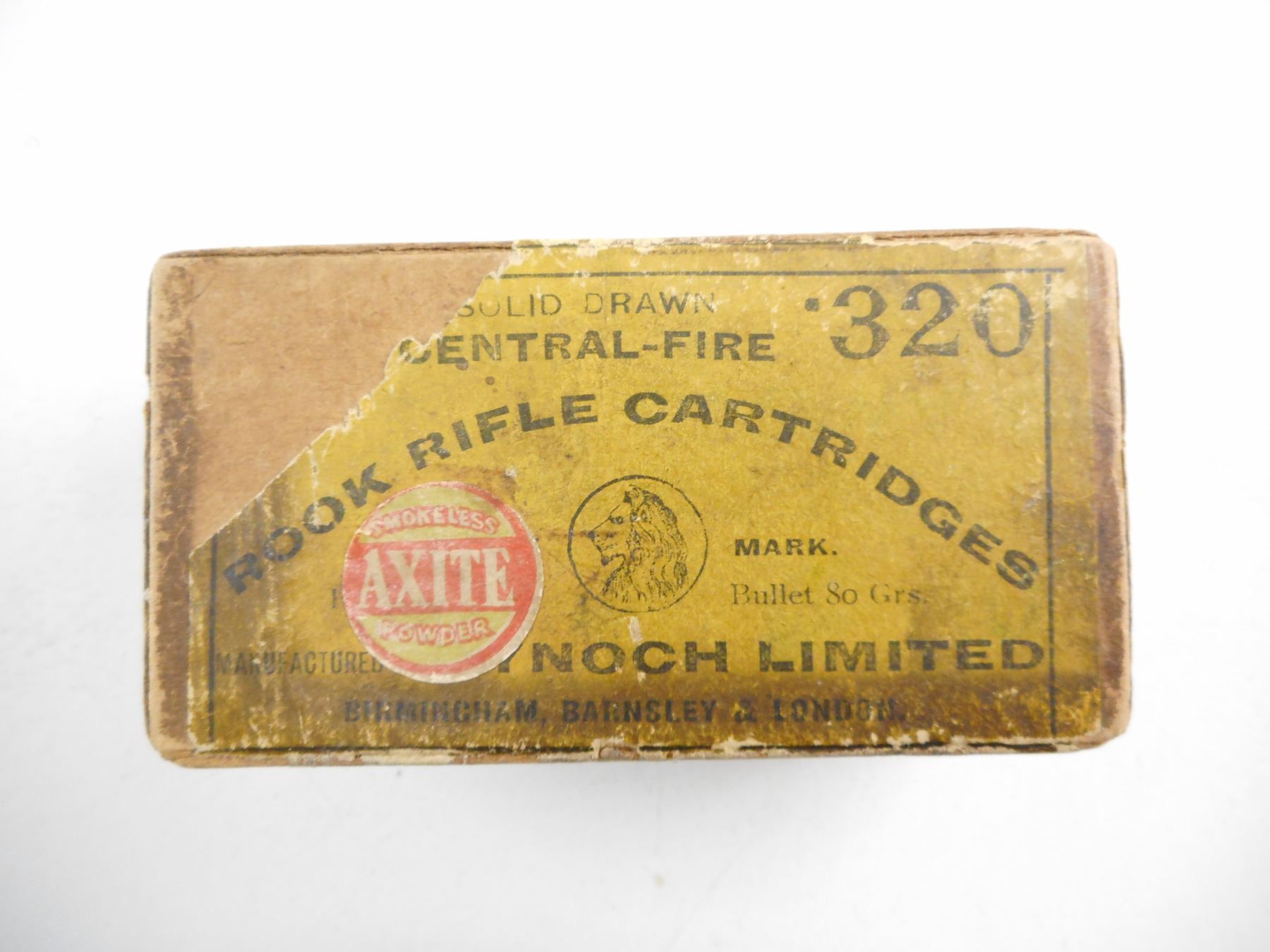 .320 CAL, KYNOCH ROOK RIFLE COLLECTIBLE AMMO, BOX HAS SOME DAMAGE