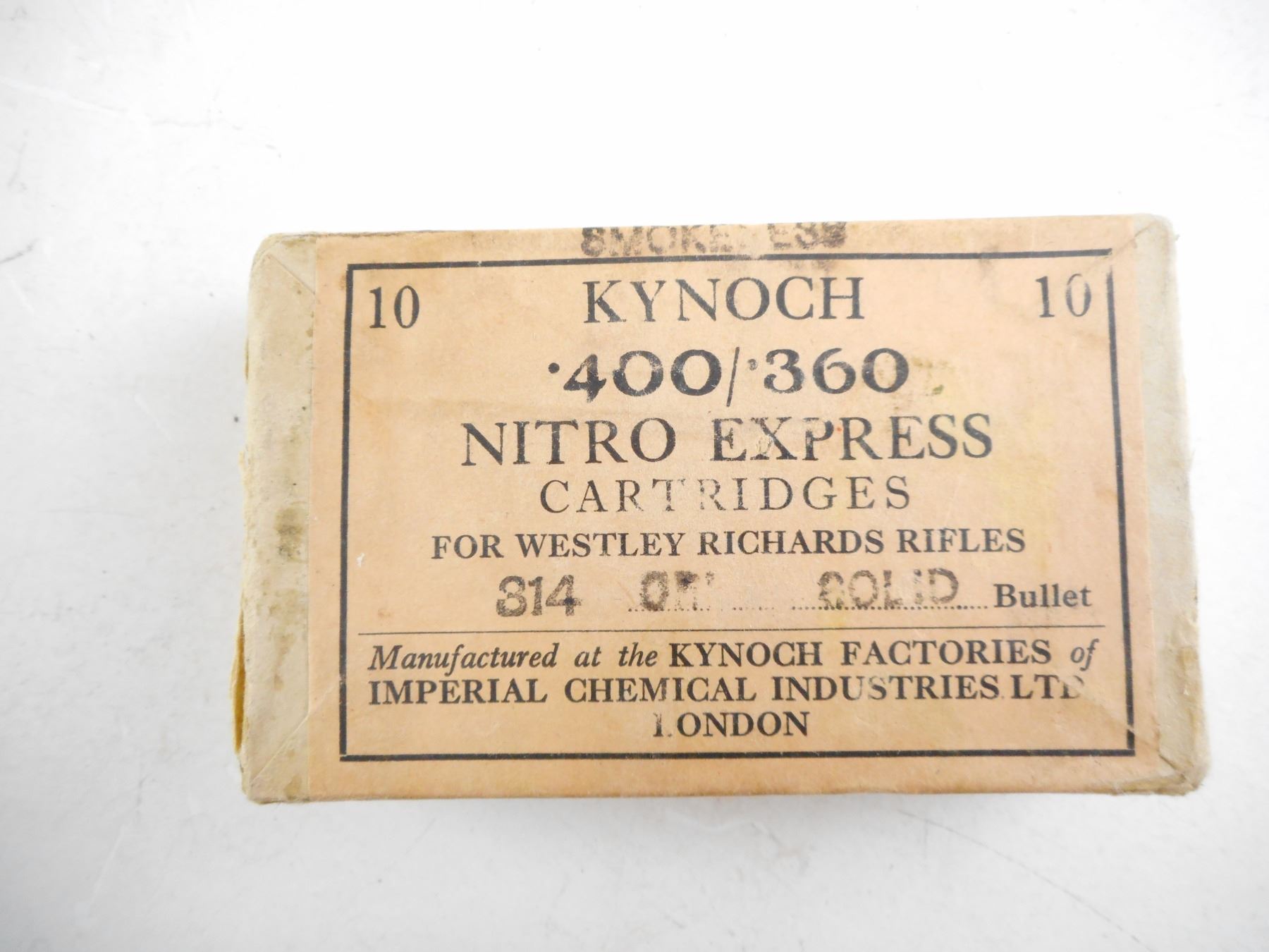 400 360 NITRO EXPRESS KYNOCH COLLECTIBLE AMMO SEALED PACKAGE 400-360-nitro-express-kynoch-collectible-ammo-sealed-package