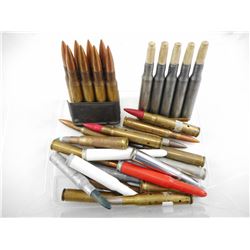 US/FOREIGN 30-06 AMMO LOT INCLUDING DUMMY RNDS, FMJ, BLANKS, GUARD, 1903 STRIPPER CLIP, M1 GARAND EN