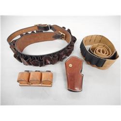 ASSORTED AMMO BELTS + HOLSTER