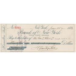 Hamilton Fish Signed Check
